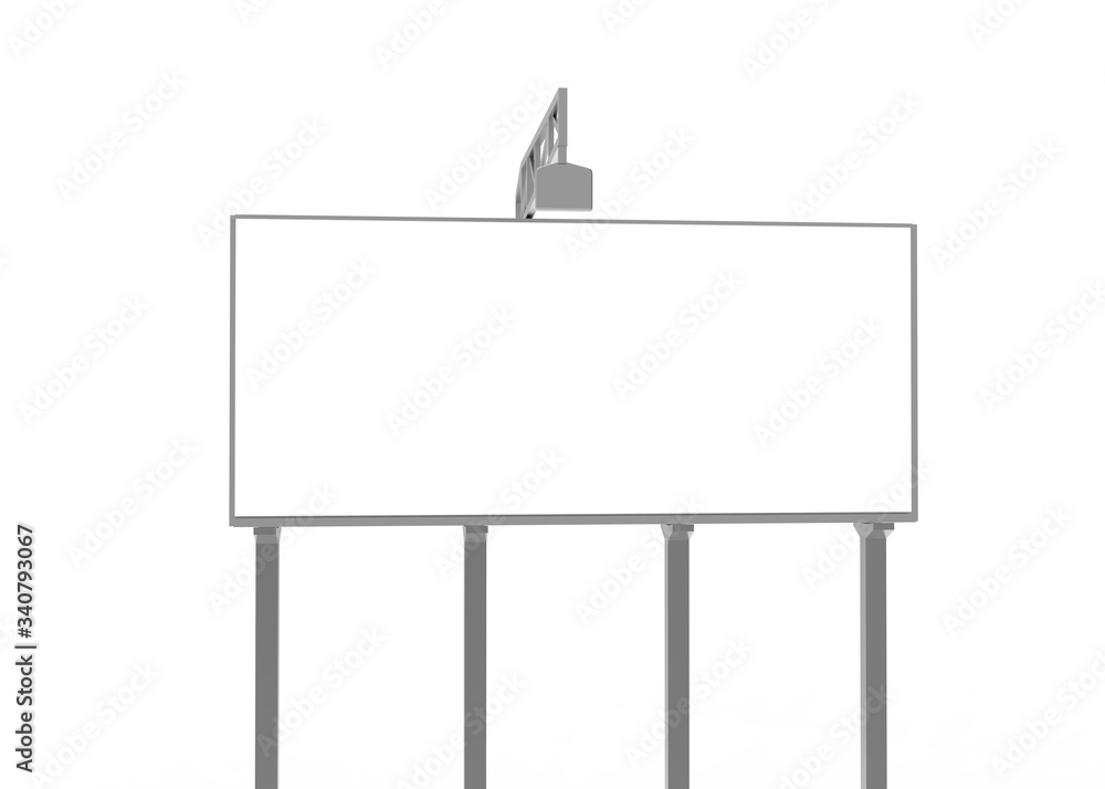Obraz premium Blank billboard. Isolated on white. Clipping path. 3D Rendering.