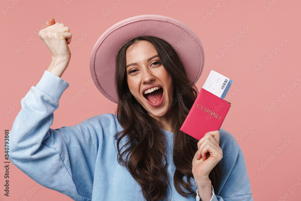 Portrait of a cheerful girl with long curly brunette hair Portrait of a cheerful girl with long curly brunette hair