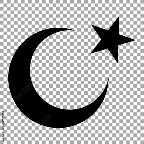 Star and crescent - symbol of Islam icon isolated on transparent background. Religion symbol. Vector Illustration