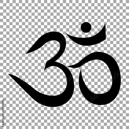 Om or Aum sign isolated on transparent background. Symbol of Buddhism and Hinduism religions icon photo