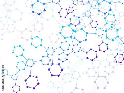 Abstract molecular structure, scientific geometric background. Technology hexagons structure. Vector illustration