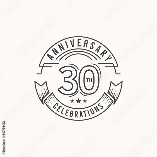 30 Years Anniversary Celebration Logo Vector Template Design Illustration