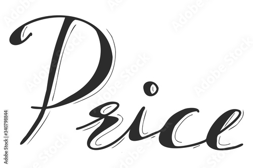 Black hand drawing in word price on white background