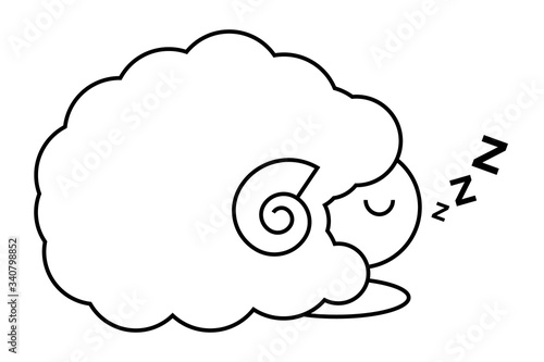 Sheep in sleeping logo design in black line on white background