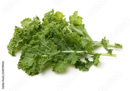 kale leafy vegetable closeup on white background