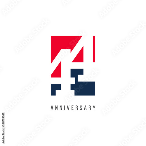 44 Years Anniversary Celebration Logo Vector Template Design Illustration