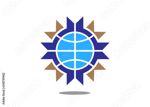 simple abstract planet earth with ribbon as global health care vector icon concept