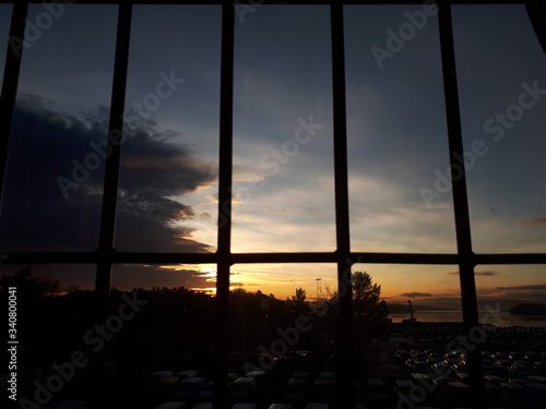 Sunset over the water outside the window - Bekkelaget 