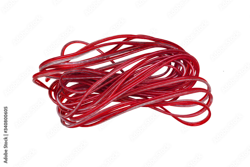 New red electric cable isolated on white background without shadow New red electric cable isolated on white background without shadow