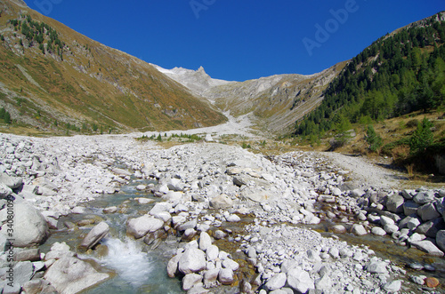 mountain river, dry, without water