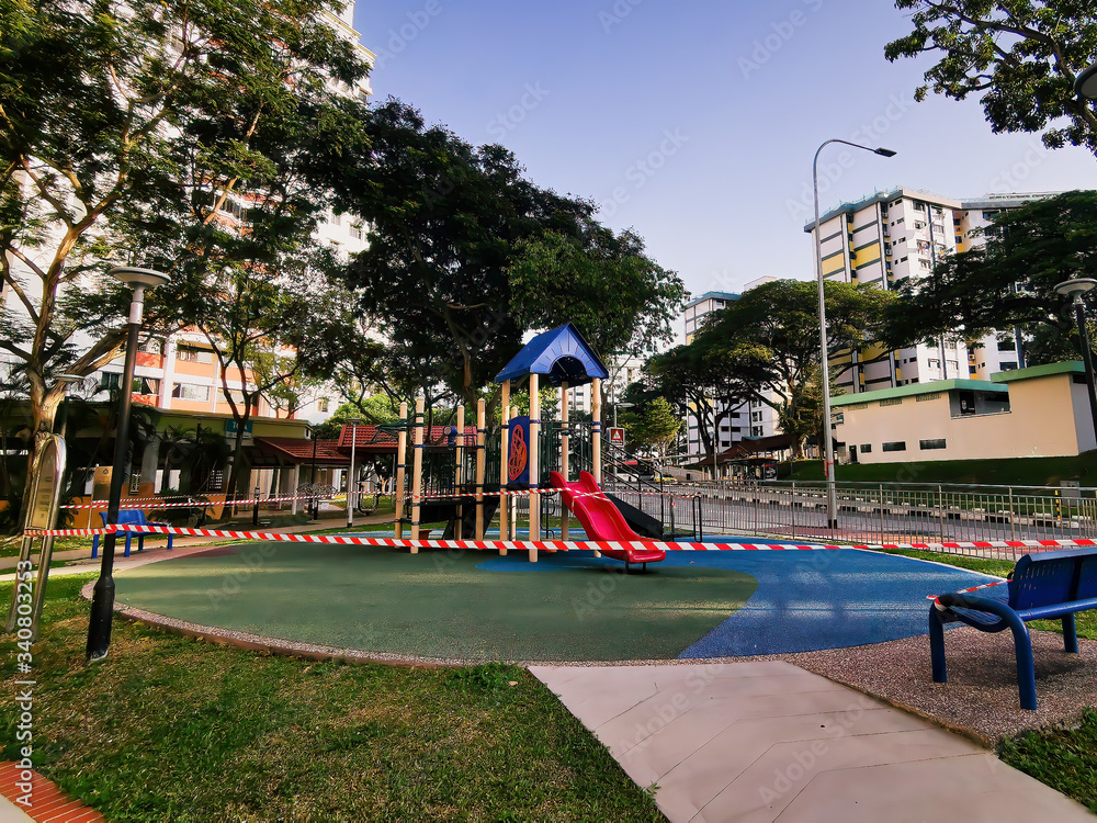 Obstructed playground on the 7th Day of 'Circuit Breaker' in Singapore 14 Apr 2020