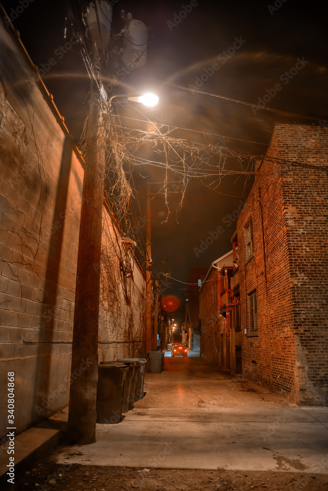 Dark and eerie urban city alley at night Dark and eerie urban city alley at night