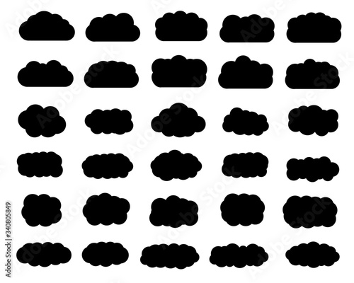 雲のベクターイラストセット /白黒