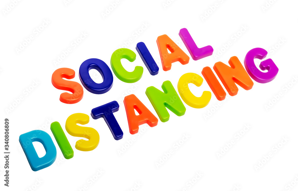 Text SOCIAL DISTANCE on a white background. Text SOCIAL DISTANCE on a white background.
