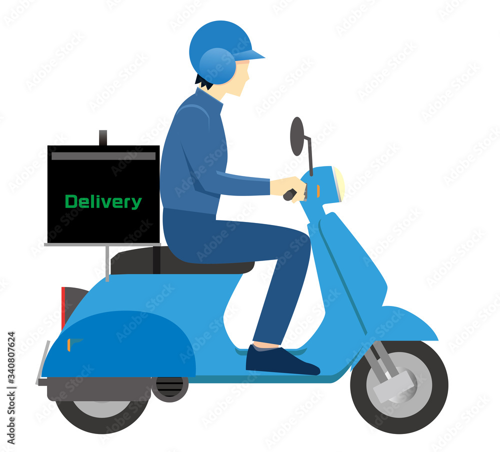 デリバリーボッスを積んだスクーターと配達員のイラスト 配達デリバリー オートバイ 宅配 料理 Stock Vector Adobe Stock デリバリーボッスを積んだスクーターと配達員のイラスト 配達デリバリー オートバイ 宅配 料理 Stock Vector Adobe Stock