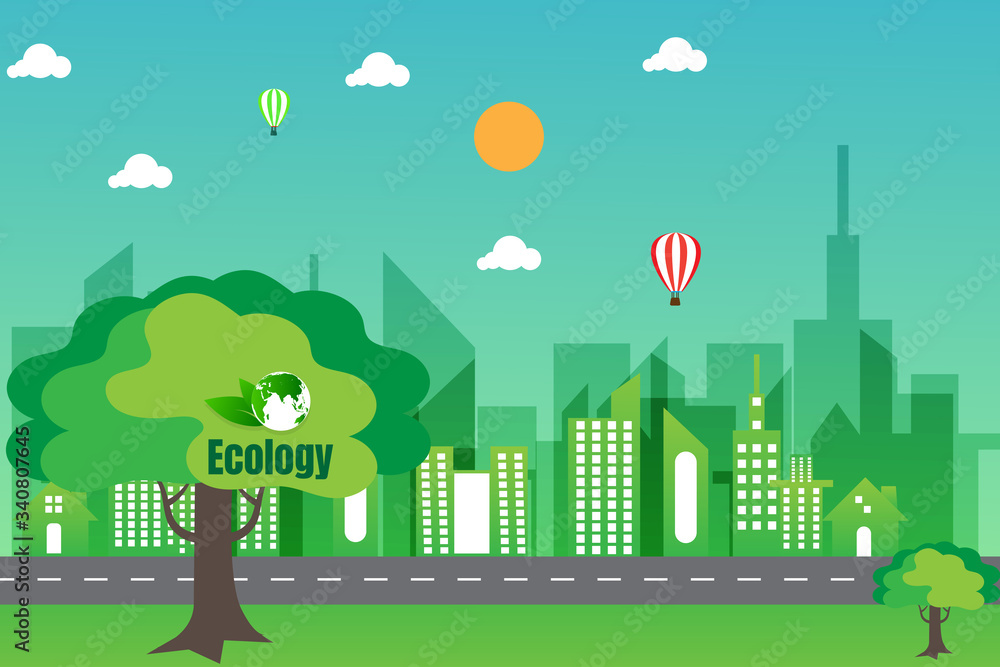 Fototapeta premium Eco friendly city in the background M00080