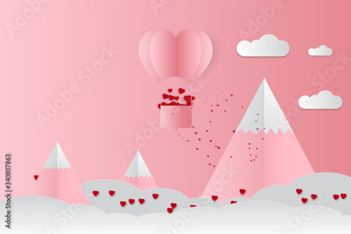 Fototapeta Naklejka Na Ścianę i Meble -  Pink color abstract heart shape valentine background