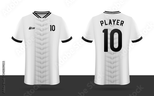 Soccer jersey, Football jersey, Sport team jersey front and back template.