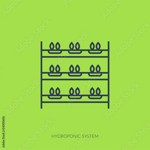 Vector outline icon of hydroponic and growth led light - hydroponic system