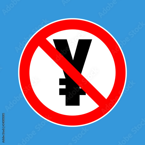 Free Download round road forbidden sign with chinese yuan or japanese yen symbol - GFXLoad