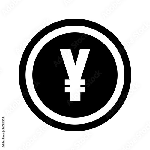 round coin icon with chinese yuan or japanese yen symbol