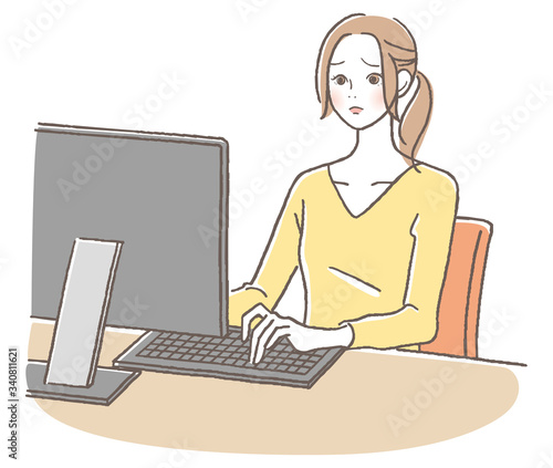 PC　困った女性