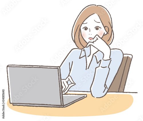 PC　困った女性