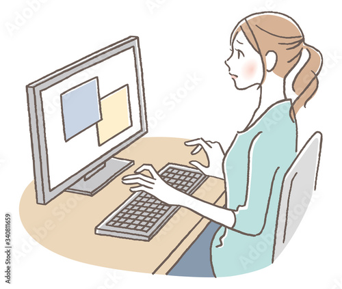 PC　困った女性