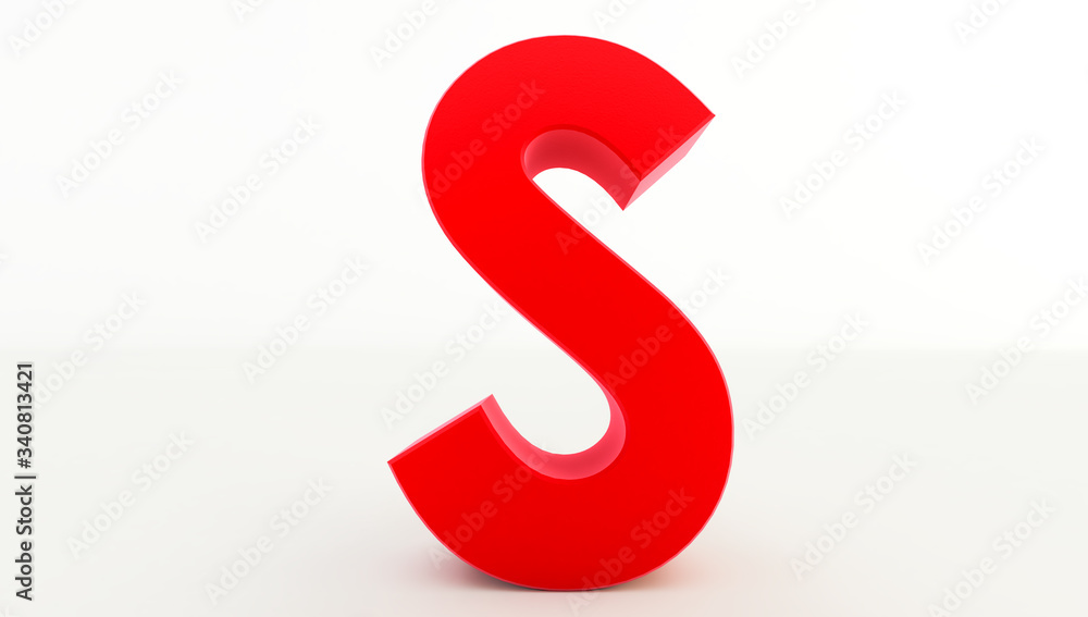 3D rendering of red Letter S. red letter collection s 3D rendering of red Letter S. red letter collection s