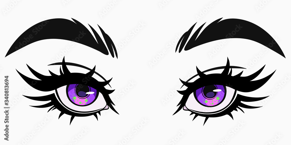 beautiful cute female eyes in cartoon style Stock Vector Adobe Stock
