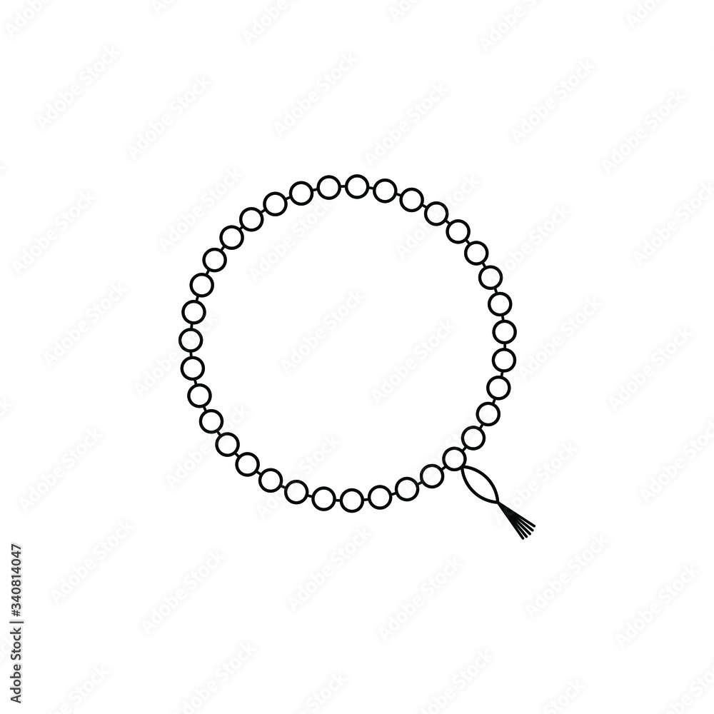 Muslim tasbih outline vector icon. Thin line black muslim tasbih icon, flat vector simple element illustration from editable religion concept isolated stroke on white background. EPS10 Muslim tasbih outline vector icon. Thin line black muslim tasbih icon, flat vector simple element illustration from editable religion concept isolated stroke on white background. EPS10