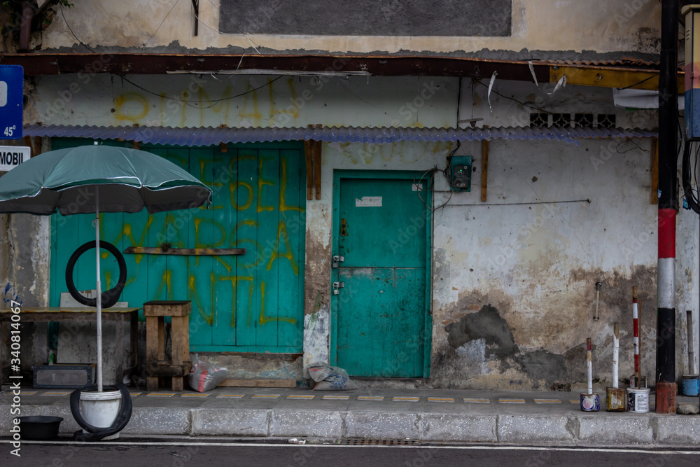 YOGYAKARTA, 13 APRIL 2020: Malioboro street view when quiet. cause of covid19. physical distancing. social distancing. YOGYAKARTA, 13 APRIL 2020: Malioboro street view when quiet. cause of covid19. physical distancing. social distancing.