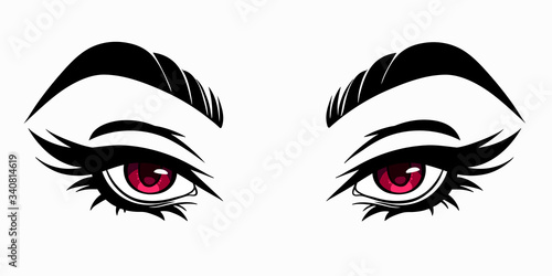 beautiful cute female eyes in cartoon style