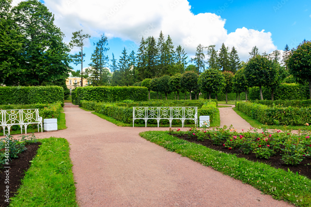 Fototapeta premium Formal garden in Catherine Park in Tsarskoye Selo, Pushkin, Russia
