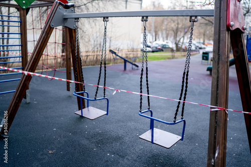 empty sealed playground closed, Corona virus quarantine outdoor