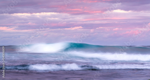 Long exposure photo of a wave at sunset, Bronte Australia
