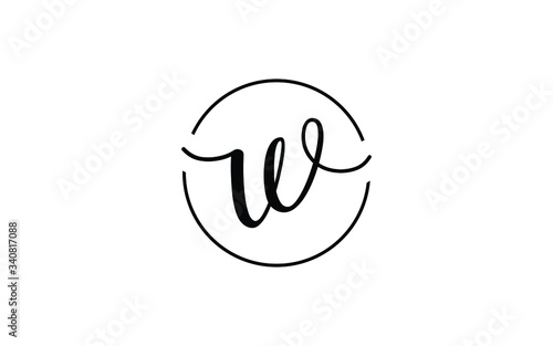 w Lowercase Letter Cursive Icon or Logo design, Vector Template
