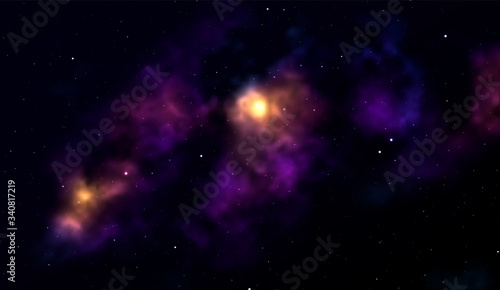 Wallpaper Mural Space background Fantastic outer view with realistic bright stars and cluster of gas clouds. Universe with nebulae, galaxies and star clusters. Infinite cosmic open spaces. Vector illustration Torontodigital.ca