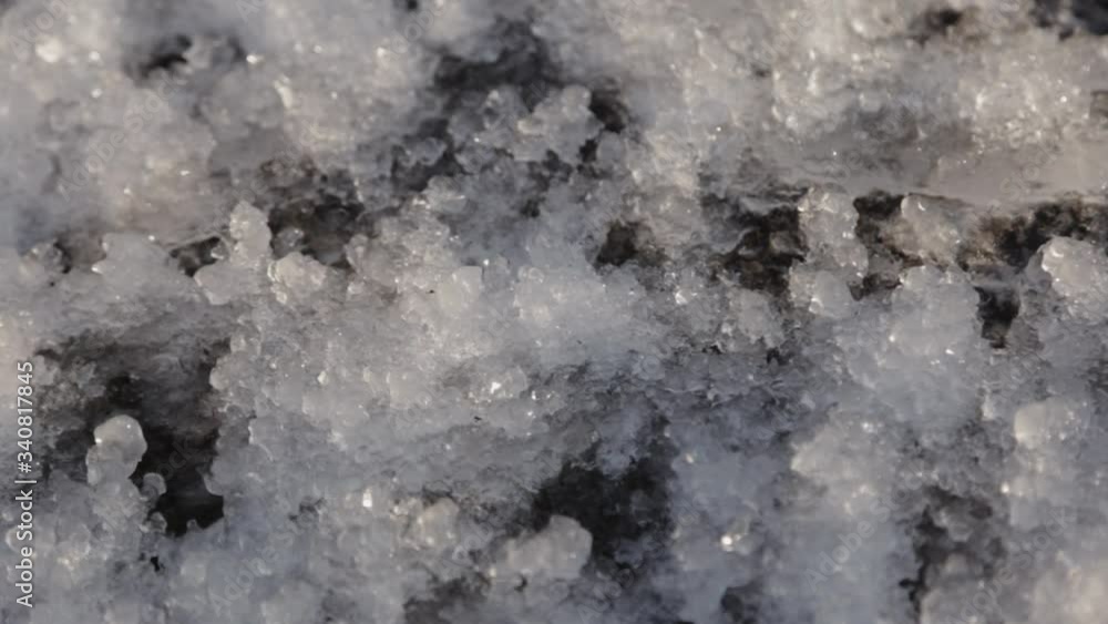 Snow On The Ground Is Melting.- closeup shot Snow On The Ground Is Melting.- closeup shot
