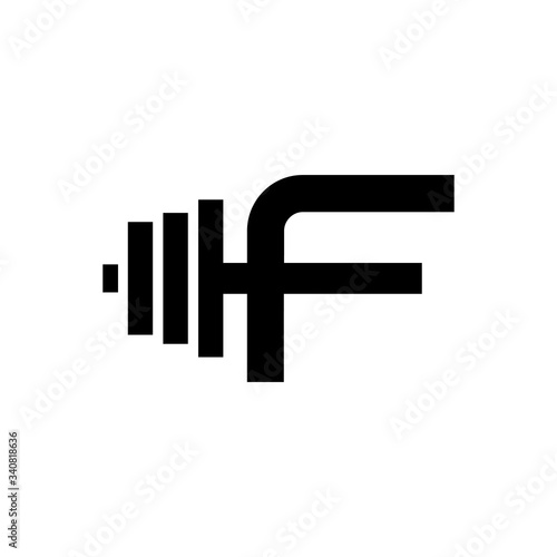 Letter F Fitness Gym Logo Design. Barbel Sports Vector Icon