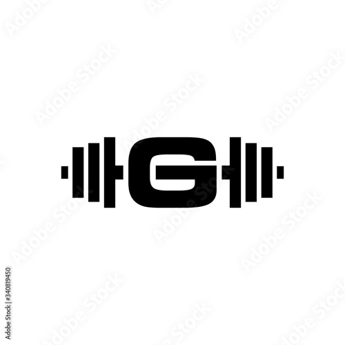 Letter G Fitness Gym Logo Design. Barbel Sports Vector Icon