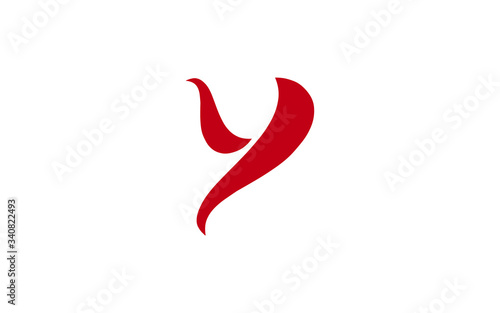 Y uppercase Letter Cursive Icon or Logo design, Vector Template