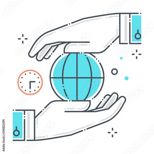 Management related color line vector icon, illustration