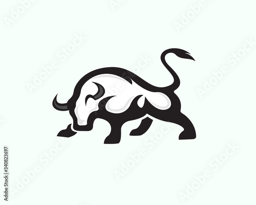 Rampage bull ready fight logo design inspiration