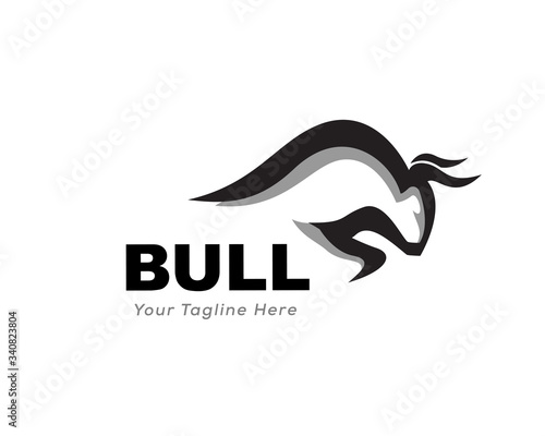 Abstract head and body bull attack logo design inspiration
