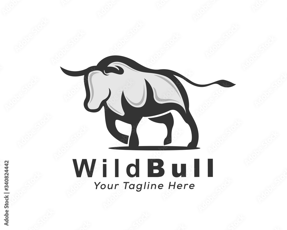 stand Rampage bull art logo design inspiration