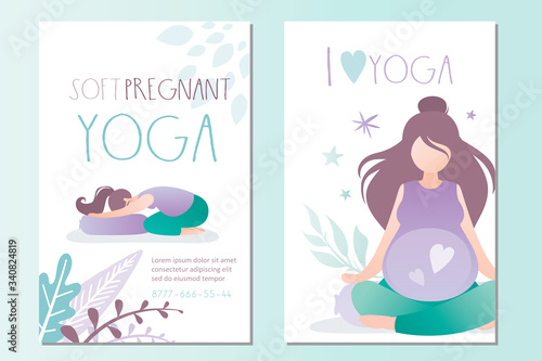 Hatha asanas complex. Health care and fitness concept. Cards or banners template.