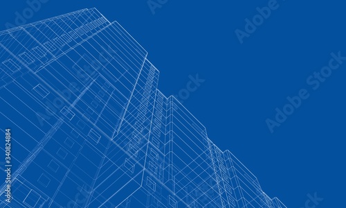 Vector wire-frame model of a multi-storey building