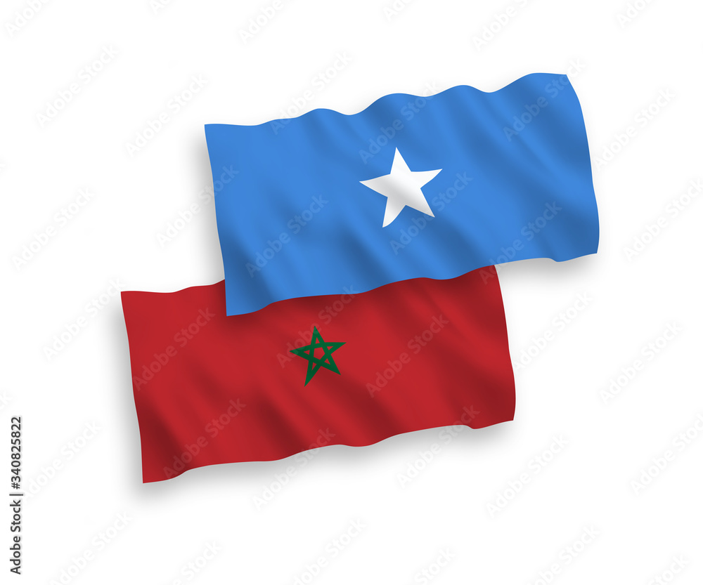 Flags of Morocco and Somalia on a white background Flags of Morocco and Somalia on a white background
