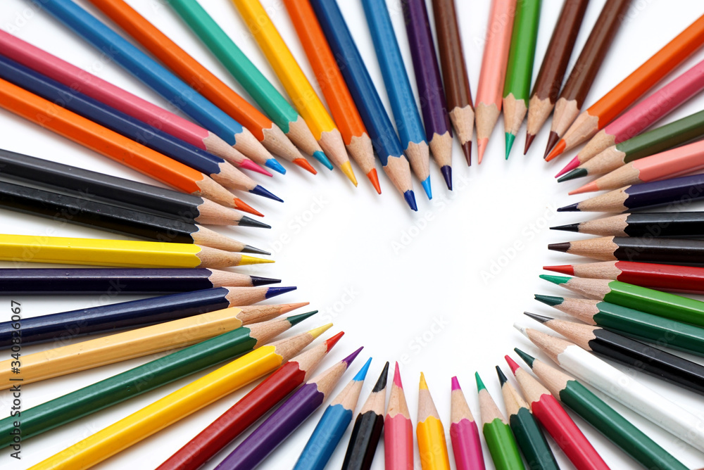 color pencils with white background, concept learning tools. color pencils with white background, concept learning tools.